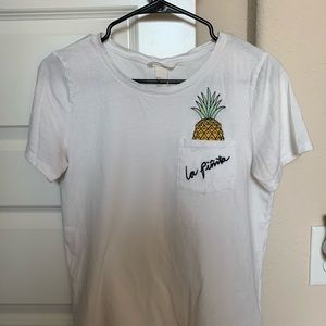 H&M White Pineapple Shirt